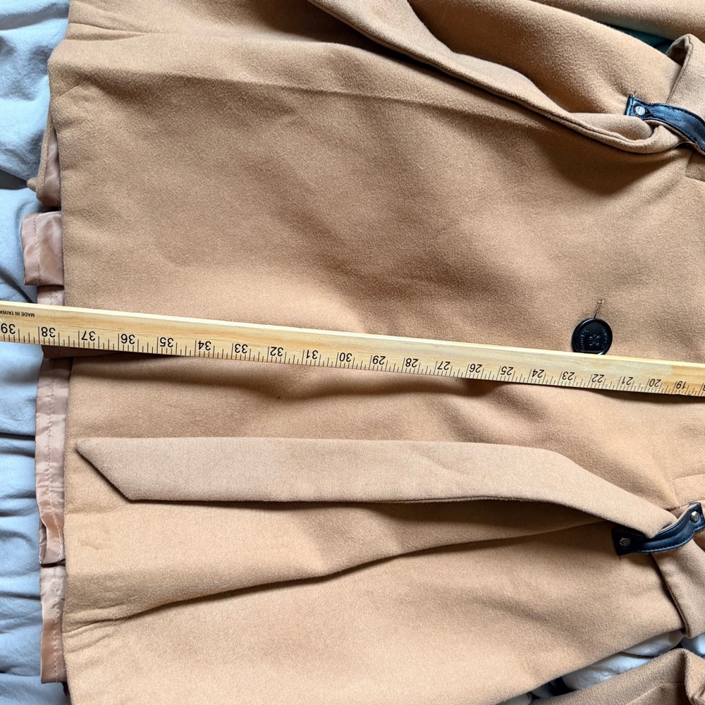 Pleated Camel Coat with Belt and Oversized Buttons - Picture 9 of 10